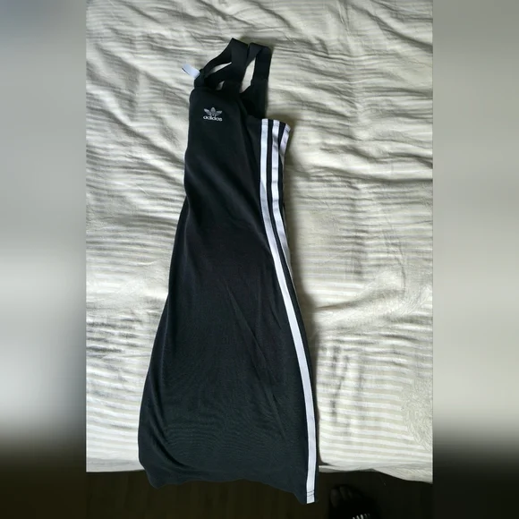 Adidas Black Racerback Dress with White Stripes - Picture 3 of 4